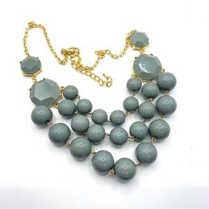 Gray Bubble Statement Necklace Goldtone